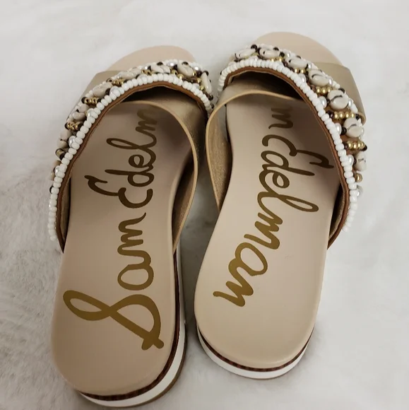Sam Edelman Audrea Seashell  Beaded Slides Sandals 6.5 - Picture 5 of 9